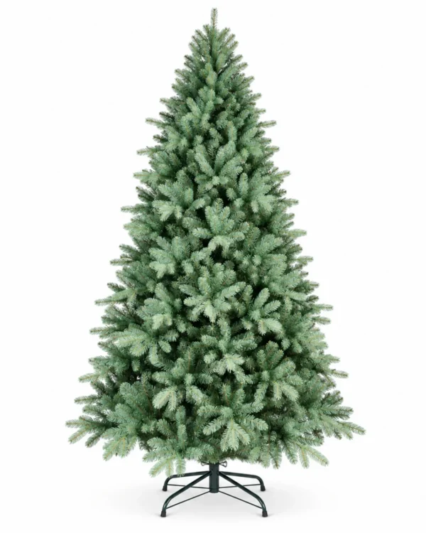 5 ft Unlit Artificial Christmas Tree, Full Blue Green PE/PVC Foliage, 854 Tips, Hinged Branches and Metal Stand for Holiday Decorating