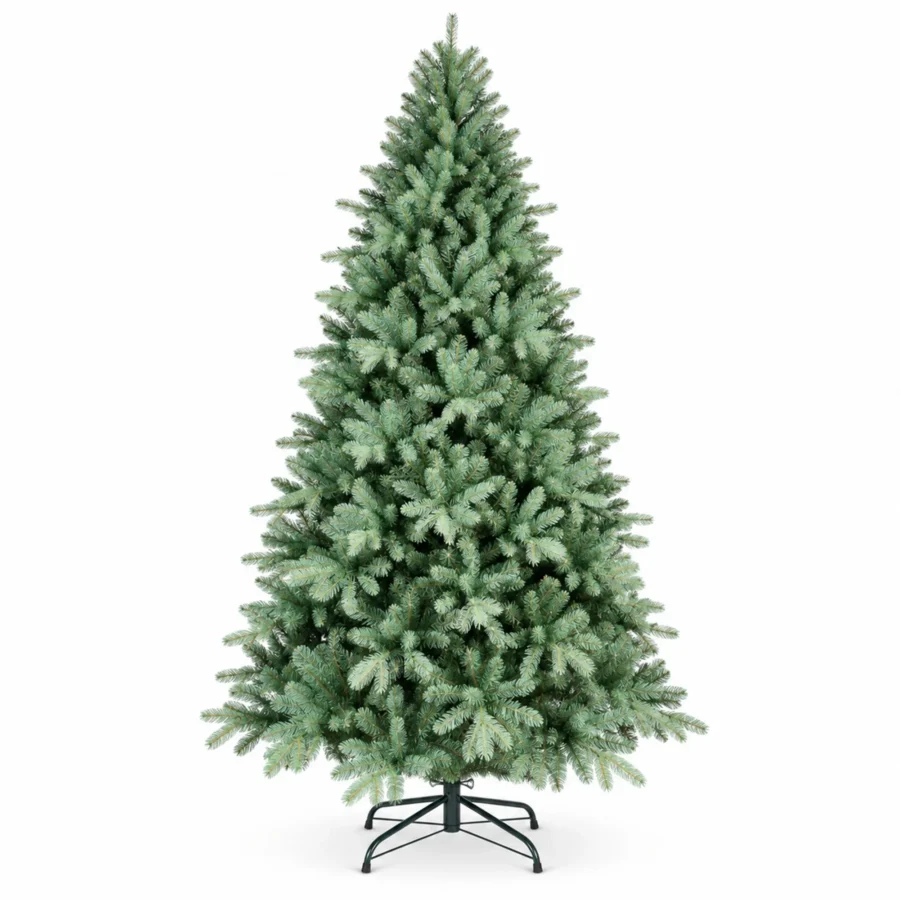 5 ft Unlit Artificial Christmas Tree, Full Blue Green PE/PVC Foliage, 854 Tips, Hinged Branches and Metal Stand for Holiday Decorating