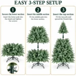 5 ft Unlit Artificial Christmas Tree, Full Blue Green PE/PVC Foliage, 854 Tips, Hinged Branches and Metal Stand for Holiday Decorating