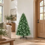 5 ft Unlit Artificial Christmas Tree, Full Blue Green PE/PVC Foliage, 854 Tips, Hinged Branches and Metal Stand for Holiday Decorating