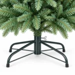 6 ft Unlit Artificial Christmas Tree, Full Blue Green PE/PVC Foliage, 1,390 Tips, Hinged Branches and Metal Stand for Living Room Decor