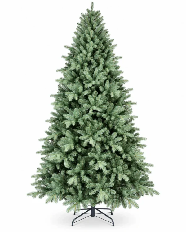 7.5 ft Unlit Artificial Christmas Tree, Full Blue Green PE/PVC Foliage, 2,148 Tips, Hinged Branches and Metal Stand for Holiday Decor