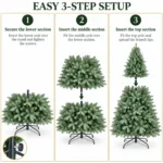 7.5 ft Unlit Artificial Christmas Tree, Full Blue Green PE/PVC Foliage, 2,148 Tips, Hinged Branches and Metal Stand for Holiday Decor