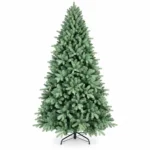 8 ft Unlit Artificial Christmas Tree, Full Blue Green PE/PVC Foliage, 2,458 Tips, Hinged Branches and Metal Stand for Spacious Rooms