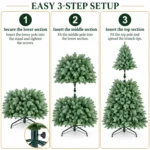 8 ft Unlit Artificial Christmas Tree, Full Blue Green PE/PVC Foliage, 2,458 Tips, Hinged Branches and Metal Stand for Spacious Rooms