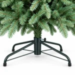 8 ft Unlit Artificial Christmas Tree, Full Blue Green PE/PVC Foliage, 2,458 Tips, Hinged Branches and Metal Stand for Spacious Rooms