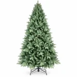 9 ft Unlit Artificial Christmas Tree, Full Blue Green PE/PVC Foliage, 3,268 Tips, Hinged Branches and Metal Stand for Foyer Holiday Decor