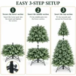 9 ft Unlit Artificial Christmas Tree, Full Blue Green PE/PVC Foliage, 3,268 Tips, Hinged Branches and Metal Stand for Foyer Holiday Decor
