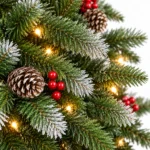 6 ft Pre-Lit Artificial Christmas Tree, 380 Warm White LED Lights, 1,264 PE/PVC Branch Tips, Hinged 3-Section Design with Metal Stand