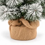2 ft Flocked Artificial Tabletop Christmas Tree, 154 Branch Tips, Unlit Snowy Foliage and Burlap Wrapped Base for Rustic Centerpieces