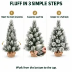 2 ft Flocked Artificial Tabletop Christmas Tree, Unlit Mini Tree with 68 Branch Tips and Burlap Wrapped Base for Rustic Holiday Decor