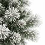 2 ft Flocked Artificial Tabletop Christmas Tree, 99 Branch Tips, Unlit Snowy Mini Tree with Burlap Base for Console and Holiday Decor