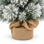 2 ft Flocked Artificial Tabletop Christmas Tree, 99 Branch Tips, Unlit Snowy Mini Tree with Burlap Base for Console and Holiday Decor