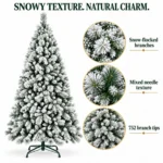 6 ft Flocked Artificial Christmas Tree, 752 Tips