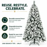 7 ft Flocked Artificial Christmas Tree, 1060 Tips