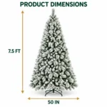 7.5 ft Flocked Artificial Christmas Tree, 1252 Tips