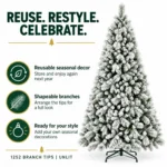 7.5 ft Flocked Artificial Christmas Tree, 1252 Tips
