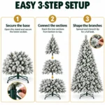 7.5 ft Flocked Artificial Christmas Tree, 1252 Tips