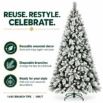 8 ft Flocked Artificial Christmas Tree, 1445 Tips