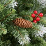 4 ft Artificial Christmas Tree with Red Berry Accents and Pinecones, 747 PE/PVC Tips, Unlit Hinged Tree with Metal Stand