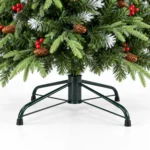 4 ft Artificial Christmas Tree with Red Berry Accents and Pinecones, 747 PE/PVC Tips, Unlit Hinged Tree with Metal Stand