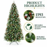 6 ft Artificial Christmas Tree, 1593 Tips