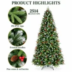 7.5 ft Artificial Christmas Tree, 2514 Tips