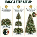 7.5 ft Artificial Christmas Tree, 2514 Tips