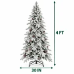 4 ft Flocked Artificial Christmas Tree, 455 Tips