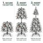 5 ft Flocked Artificial Christmas Tree with 25 Pinecones, Snowy PE/PVC Foliage, 671 Tips, Unlit with Hinged Branches and Metal Stand