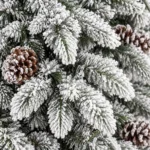 5 ft Flocked Artificial Christmas Tree with 25 Pinecones, Snowy PE/PVC Foliage, 671 Tips, Unlit with Hinged Branches and Metal Stand