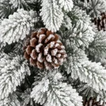 5 ft Flocked Artificial Christmas Tree with 25 Pinecones, Snowy PE/PVC Foliage, 671 Tips, Unlit with Hinged Branches and Metal Stand
