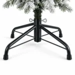 5 ft Flocked Artificial Christmas Tree with 25 Pinecones, Snowy PE/PVC Foliage, 671 Tips, Unlit with Hinged Branches and Metal Stand
