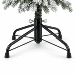 6.5 ft Flocked Artificial Christmas Tree with 37 Pinecones, 1,085 PE/PVC Tips, Unlit Snowy Foliage, Hinged Branches and Metal Stand