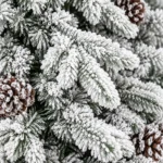 7.5 ft Flocked Artificial Christmas Tree with 40 Pinecones, 1,424 PE/PVC Tips, Unlit Snowy Foliage, Hinged Branches and Metal Stand