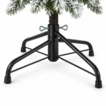 7.5 ft Flocked Artificial Christmas Tree with 40 Pinecones, 1,424 PE/PVC Tips, Unlit Snowy Foliage, Hinged Branches and Metal Stand