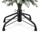 8 ft Flocked Artificial Christmas Tree with 44 Pinecones, 1,634 PE/PVC Tips, Unlit Snowy Foliage, Hinged Branches and Metal Stand