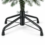 9 ft Flocked Artificial Christmas Tree with 52 Pinecones, 2,138 PE/PVC Tips, Unlit Snowy Foliage, Hinged Branches and Metal Stand