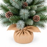 2.5 ft Unlit Artificial Tabletop Christmas Tree with 9 Pinecones, 86 Mixed PVC and Needle Tips, Green Foliage and Rustic Wrapped Base