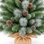 3 ft Unlit Artificial Christmas Tree with 16 Pinecones, 142 Mixed PVC and Needle Tips, Green Foliage and Rustic Wrapped Base