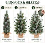 Unlit Artificial Tabletop Christmas Tree with 6 Pinecones, 56 Mixed PVC and Needle Tips, Green Foliage and Rustic Wrapped Base