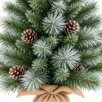 Unlit Artificial Tabletop Christmas Tree with 6 Pinecones, 56 Mixed PVC and Needle Tips, Green Foliage and Rustic Wrapped Base
