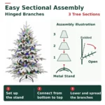 4 ft Flocked Artificial Christmas Tree, 100 Dual Color Lights