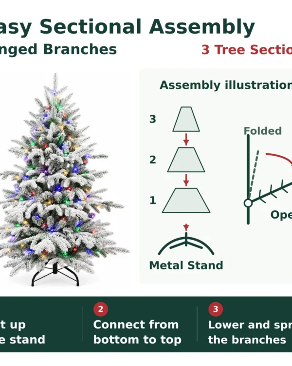 4 ft Flocked Artificial Christmas Tree, 100 Dual Color Lights