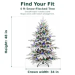 4 ft Flocked Artificial Christmas Tree, 100 Dual Color Lights