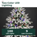 4 ft Flocked Artificial Christmas Tree, 100 Dual Color Lights