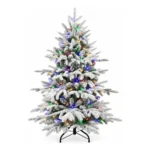 4 ft Flocked Artificial Christmas Tree, 100 Dual Color Lights