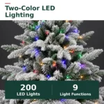 5 ft Flocked Artificial Christmas Tree, 200 Dual Color Lights