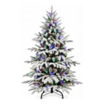 5 ft Flocked Artificial Christmas Tree, 200 Dual Color Lights