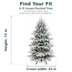 6 ft Flocked Artificial Christmas Tree, 300 Dual Color Lights